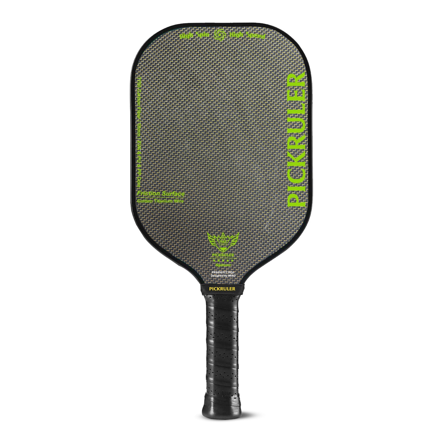 피클볼 패들 PICKRULER-SPINNER(4TH GEN CORE) 그린 카본파이버 1P