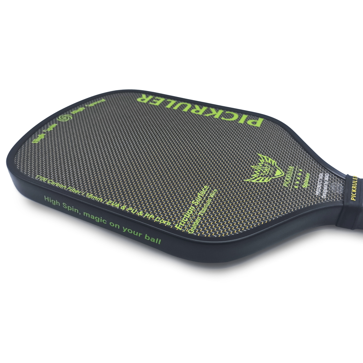 피클볼 패들 PICKRULER-SPINNER(4TH GEN CORE) 그린 카본파이버 1P